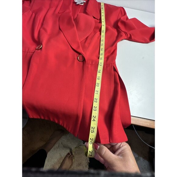 Vintage Red Gold Joseph Ribkoff Skirt and Jacket Suit Set Size 10 - Picture 10 of 14